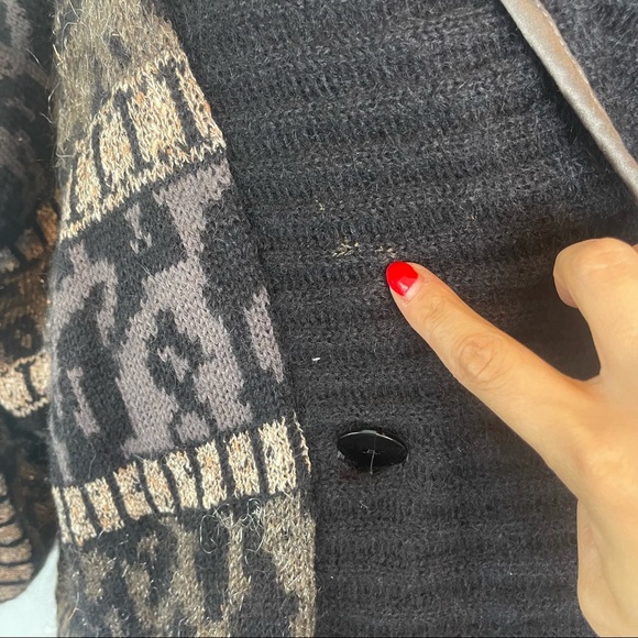 ESCADA Women's Black Geometric Print Knit Wool/Alpaca Oversized Cardigan Size 38 - Picture 10 of 15